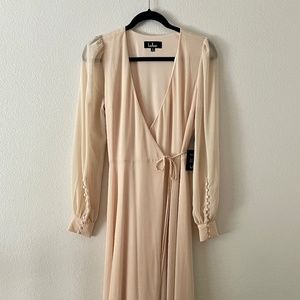 My Whole Heart Cream Long Sleeve Wrap Maxi Dress